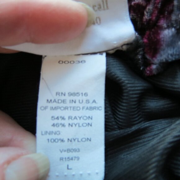 Coldwater Creek Gray & Burgundy Floral Midi Skirt Burn Out Lined Size Large - Picture 7 of 8